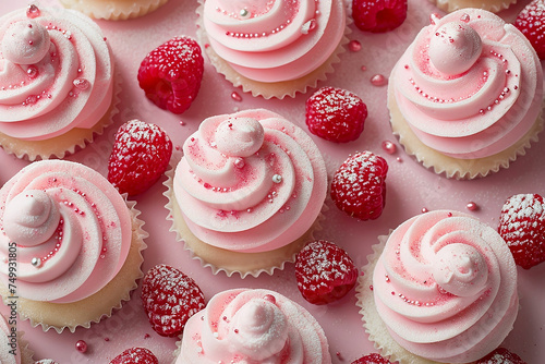 close-up of pink cupcake with icing background