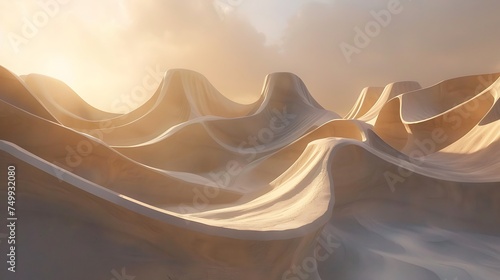 Showcase the graceful curves of sand dunes sculpted by the wind photo