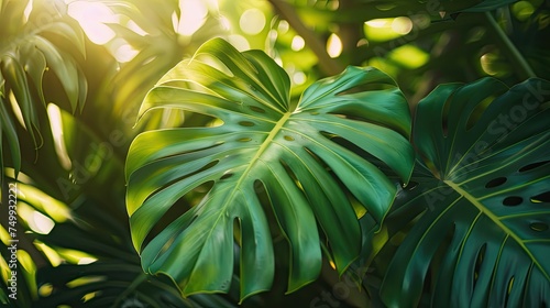 Green leaves in sun. Generative AI