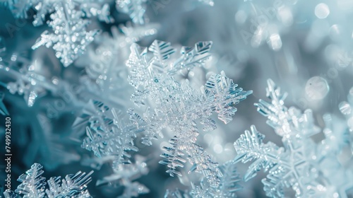 Ice crystals close-up. Generative AI