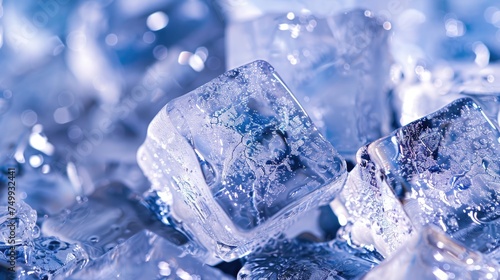 Ice cubes close-up. Generative AI