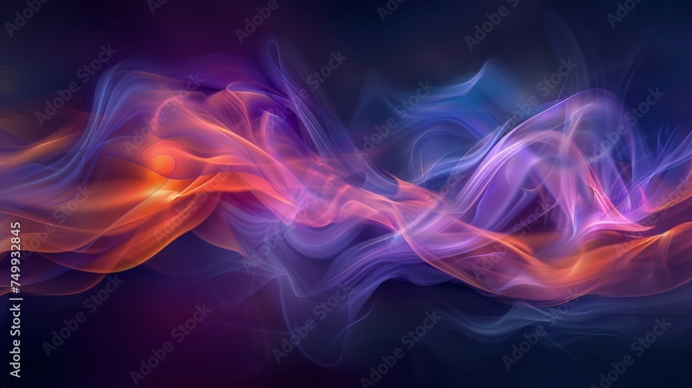 Dynamic abstract composition of colorful smoke swirls on a dark backdrop.