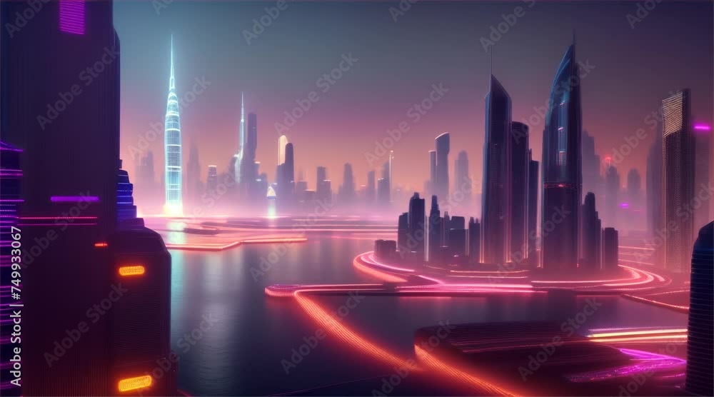 Futuristic city at night Futuristic city at night