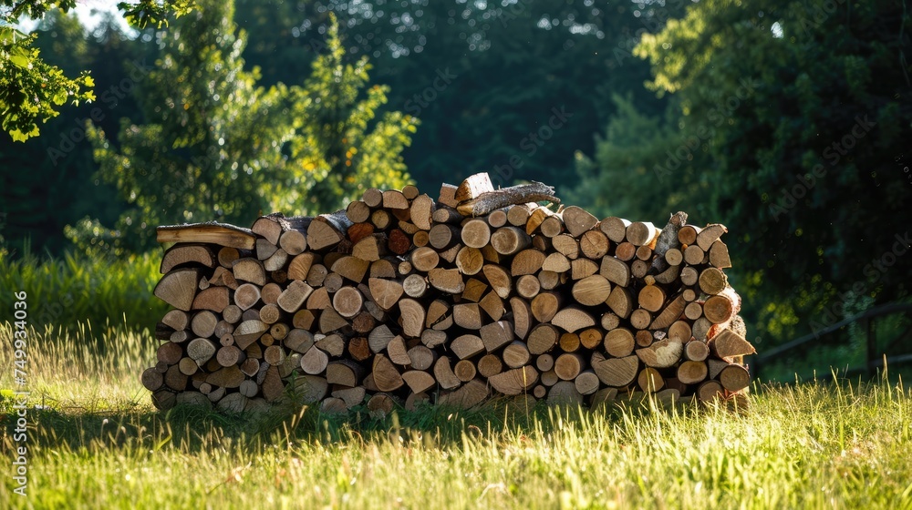 Stacked firewood. Generative AI