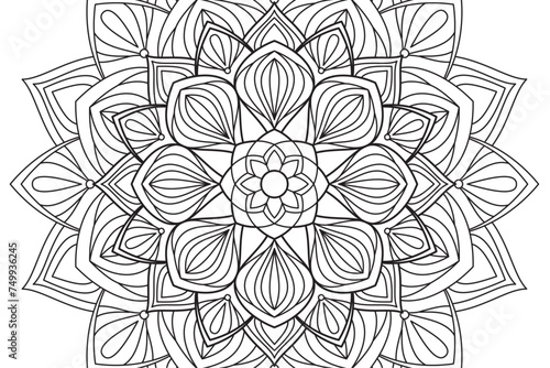 Mandala Coloring page for kids and adults Page for relaxation and meditation. Circular pattern. Decorative ornament ethnic oriental style. line art drawing coloring page. Vector 