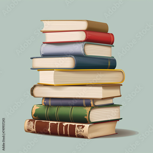 International Literacy Day poster with stack of books. Education concept