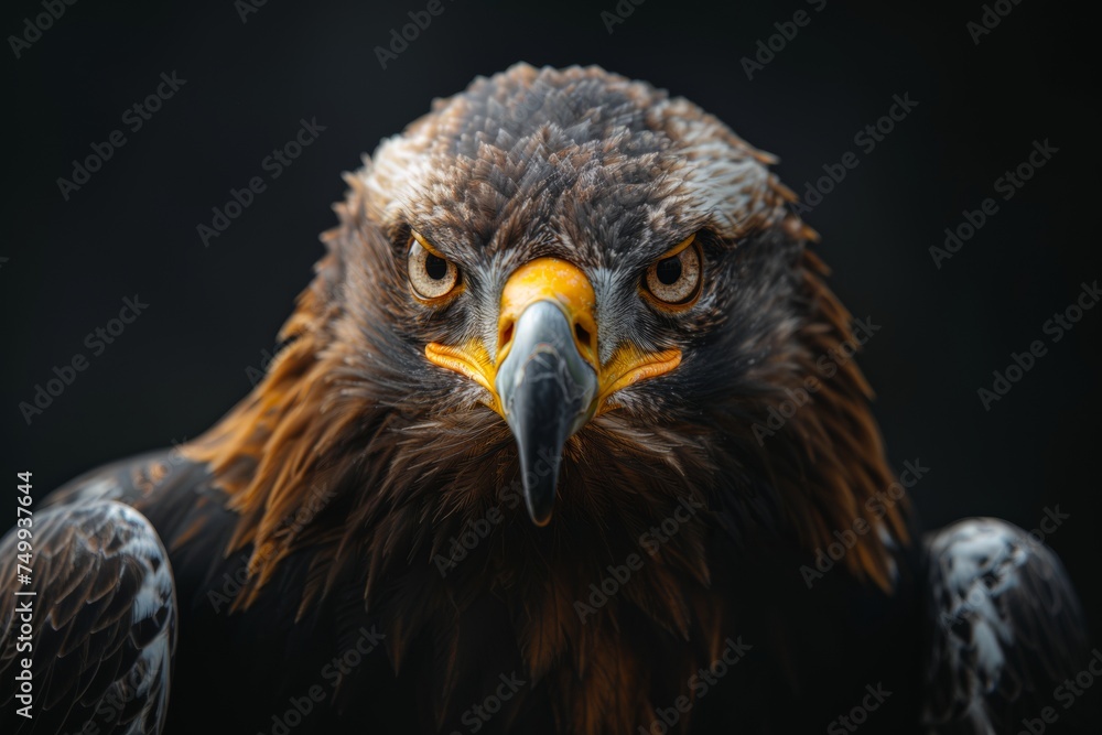 Fototapeta premium Close up of a eagle on a black Background