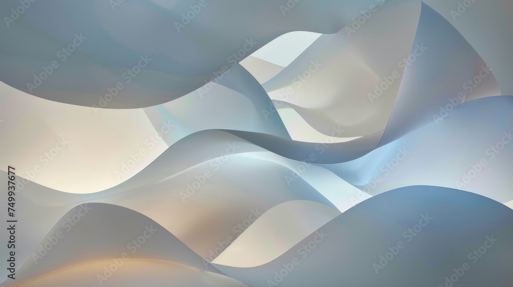 Obraz premium Gentle waves and curves flow seamlessly in a soft pastel palette, creating a serene and modern abstract design.