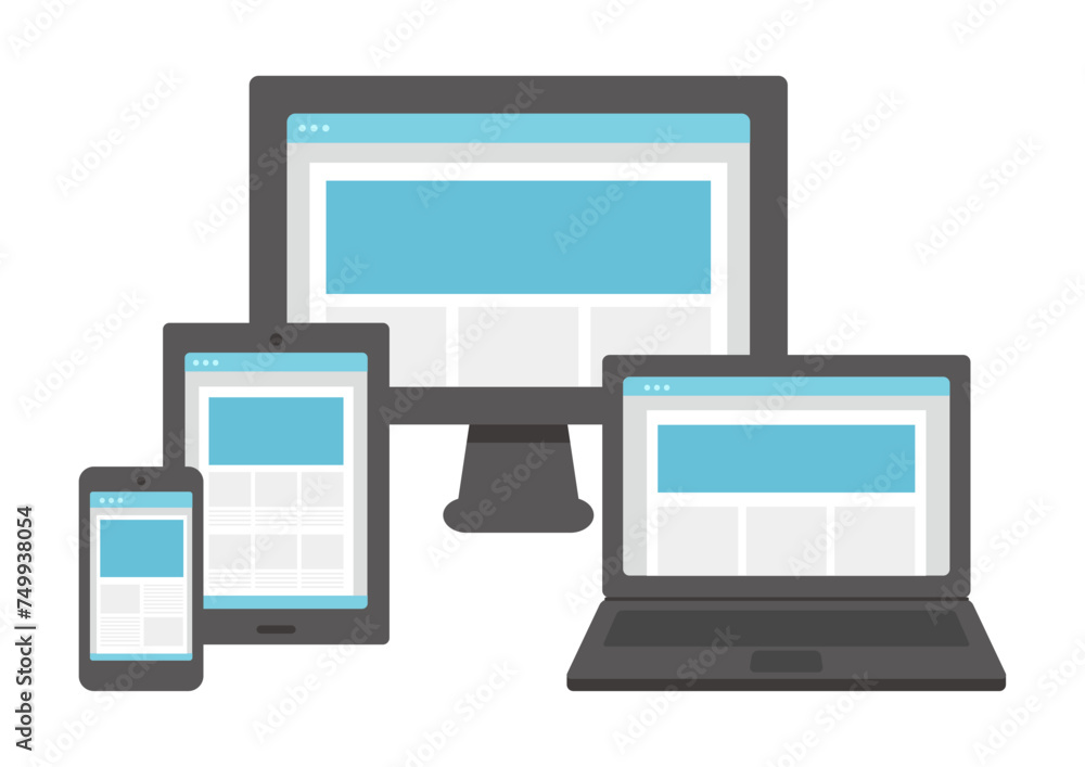 It is Illustration set of computers, laptops, tablets, smartphones, and monitors. It is Illustration set of computers, laptops, tablets, smartphones, and monitors.