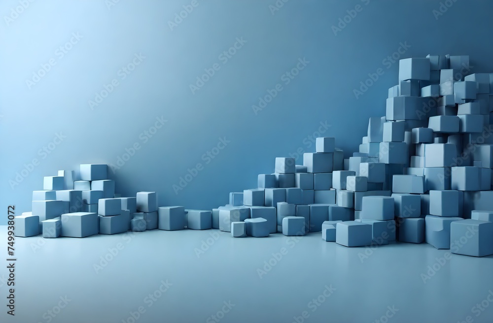 A light blue abstract design background filled with cubes, AI generated A light blue abstract design background filled with cubes, AI generated