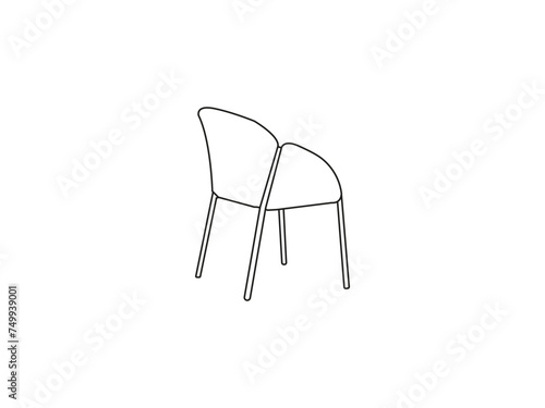 Modern office chair isolated on white background in different positions line graphic icon.