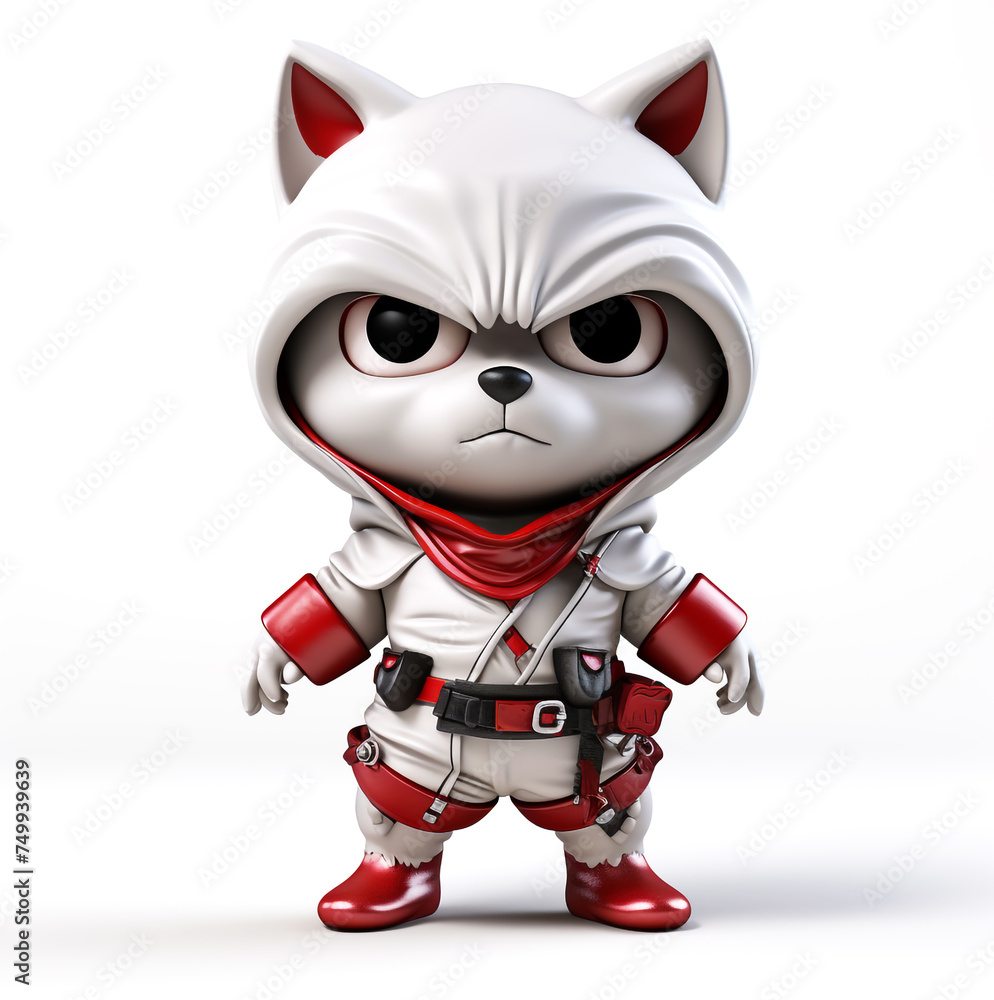 Cute Dog Ninja Peace. Ninja dog for design Cute 3D ninja dog cartoon Cute Dog Ninja Peace. Ninja dog for design Cute 3D ninja dog cartoon
