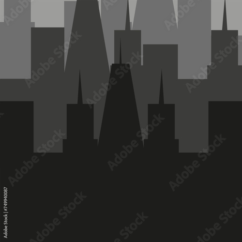 Urban landscape in trendy Minimal Geometrical style. Black and white megapolis. Vector illustration can used interior design painting postcard web banner. EPS 10