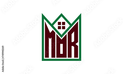 MOR initial letter real estate builders logo design vector. construction, housing, home marker, property, building, apartment, flat, compartment, business, corporate, house rent, rental, commercial