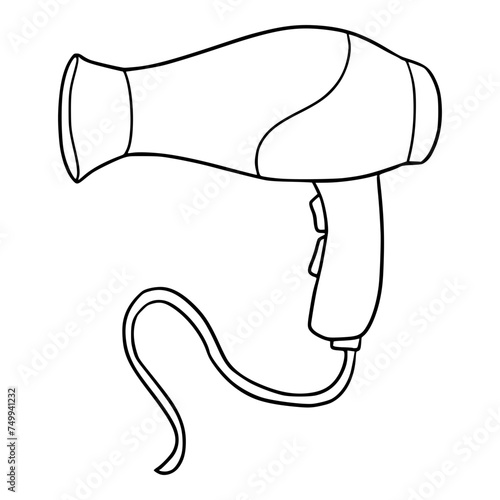 hair dryer illustration hand drawn outline isolated vector