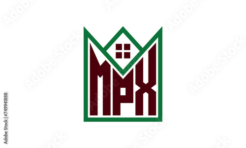 MPX initial letter real estate builders logo design vector. construction, housing, home marker, property, building, apartment, flat, compartment, business, corporate, house rent, rental, commercial photo