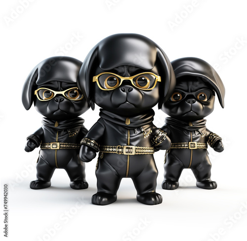 Ninja dog team for design Cute 3D ninja dog cartoon photo