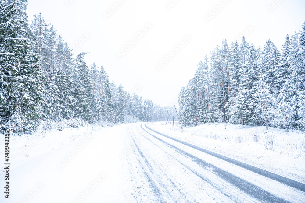 Beautiful winter landscape with snow covered trees in the forest. Christmas background. Beautiful winter landscape with snow covered trees in the forest. Christmas background.