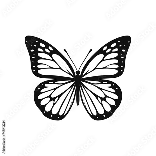 Fluttering Beauty Butterfly Silhouette Icon Clipart Isolated on White © PaletteGuru