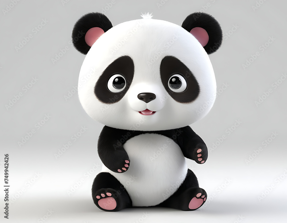 a 3d render of a panda against a white background a 3d render of a panda against a white background