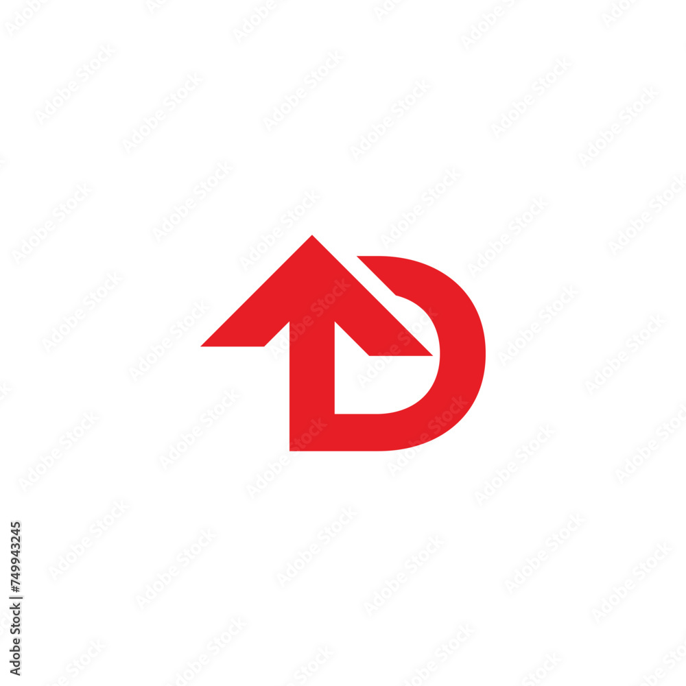 letter d up arrow finance business logo vector
