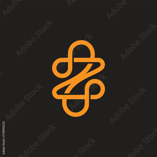 letter z infinity golden linear logo vector