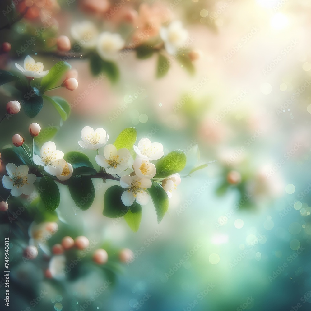 Fototapeta premium A Blossoming Tapestry: A Lush Canvas of Spring Flowers as the Background