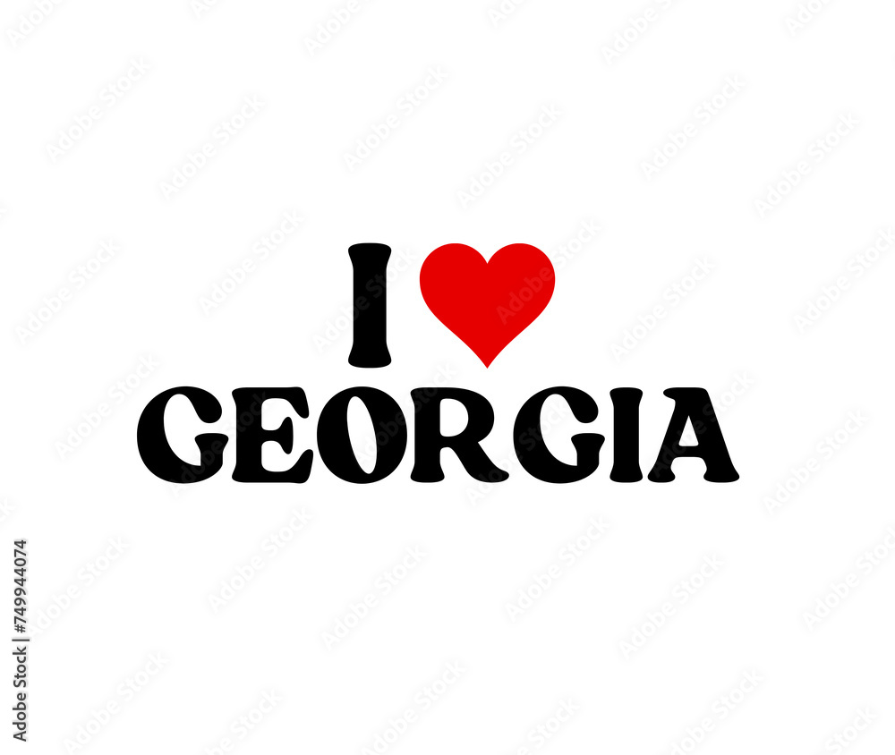 I Love Georgia State of Usa White Background I Love Georgia State of Usa White Background