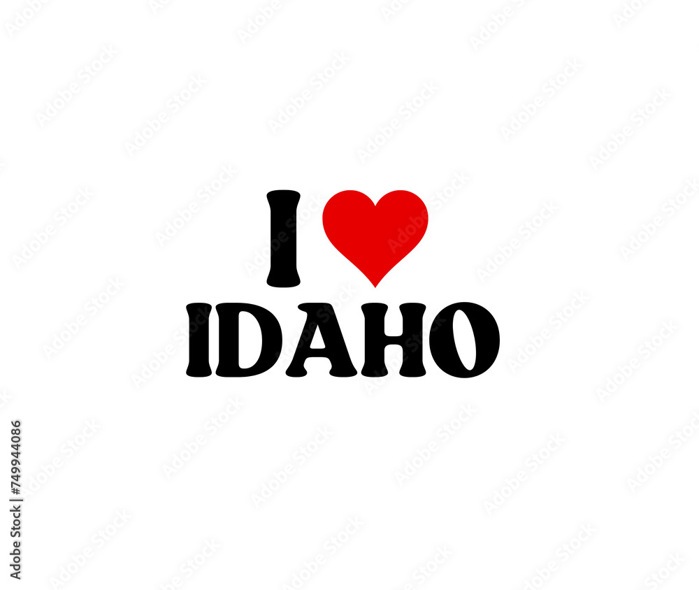 I Love Idaho State Of USA Illustration White Background I Love Idaho State Of USA Illustration White Background