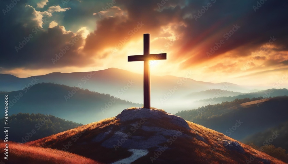 holy cross symbolizing the death and resurrection of jesus christ with ...