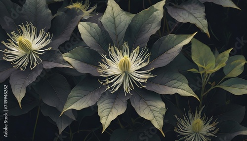 vertical image of serious black bush clematis clematis recta lime close in flower in a garden setting