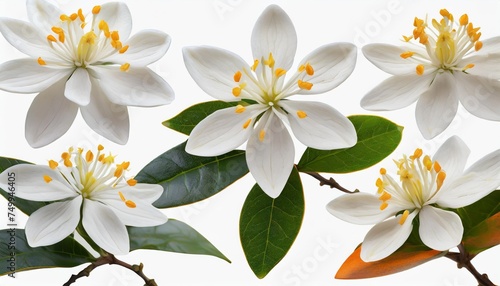 neroli white flower in different positions set isolated transparent png citrus bloom seven orange tree blossoms © Lauren