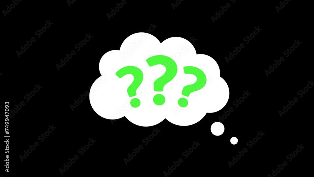 Question marks cloud chat bubble on transparent background