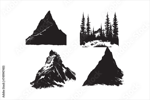 Mountant Silhouette vector Design. Black mountain silhouette vector download
 photo