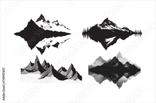 Mountant Silhouette vector Design. Black mountain silhouette vector download
 photo