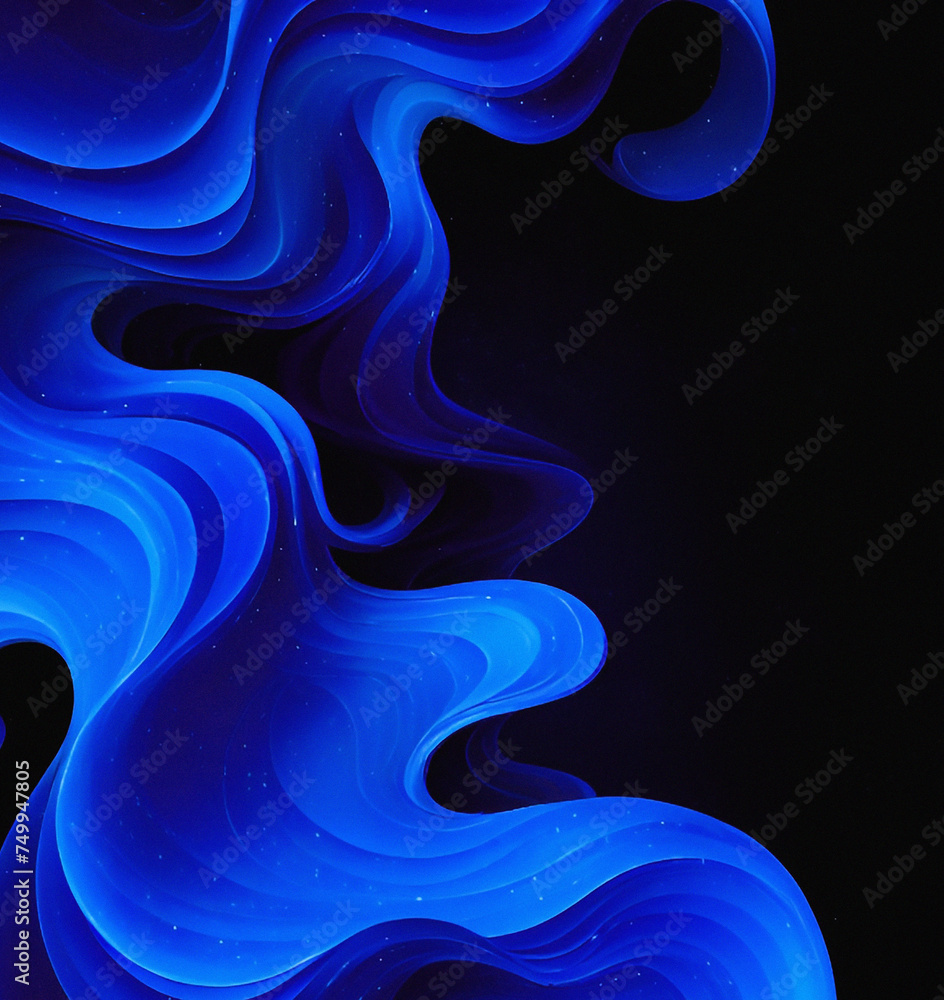 Abstract background blue waves. Backdrop with smoke. Minimalist template with empty copy space. Banner for presentation or product. Flyer, card design