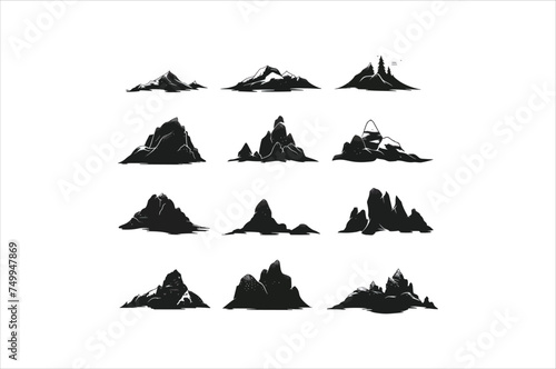 Mountant Silhouette vector Design. Black mountain silhouette vector download 