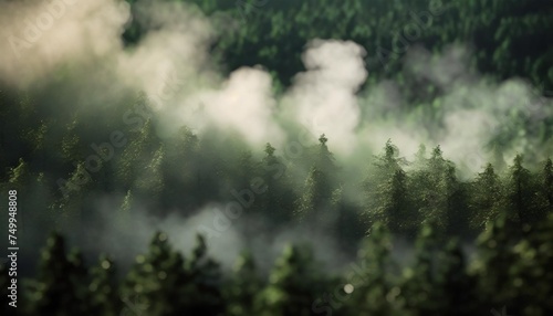 smoke over green forest