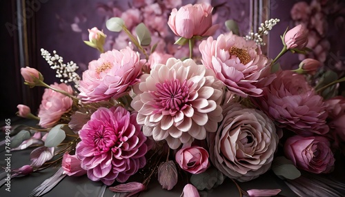 pink flowers bouquet for valentines or wedding day background