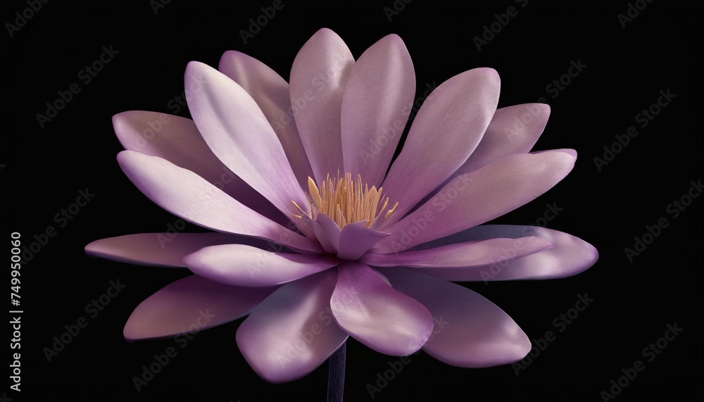macro of purple six petal flower isolated on black