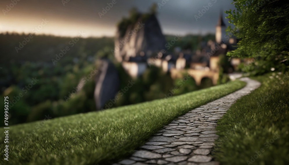 adrspach teplice rock town footpath and green lawn in czech republic - obrazy, fototapety, plakaty 