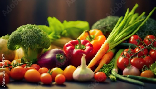 food background with assortment of fresh organic vegetables