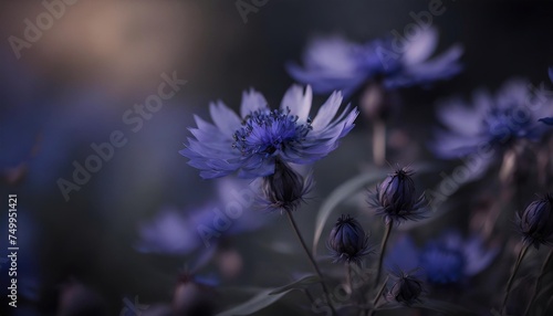 vertical image of the purple blue flowers of amethyst dream mountain bluet centaurea montana amethyst dream photo