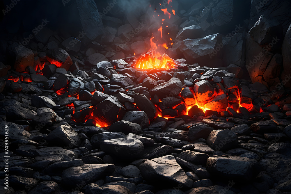 Abstract rock background design with fire gaps between stones cut rock ...