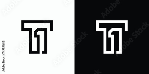 T 1 initial line vector logo design with modern, simple, clean and abstract style.
