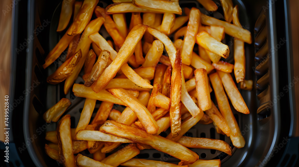 French fries in a air fryer. French fries in a air fryer.