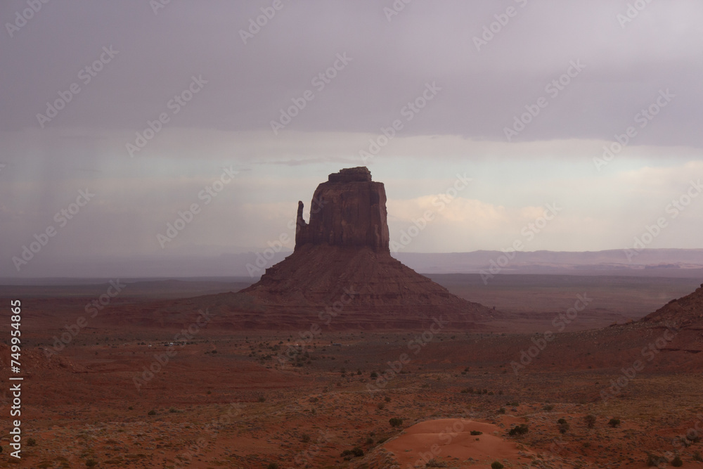 The Monument Valley Navajo Tribal Park in Arizona, USA. View of the East Mitten Butte Monument.