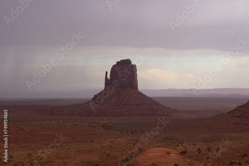 The Monument Valley Navajo Tribal Park in Arizona, USA. View of the East Mitten Butte Monument.