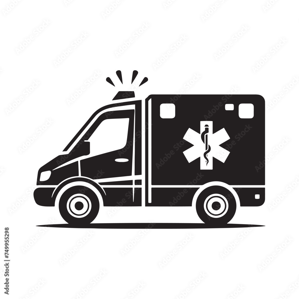 Emergency Response: Vector Ambulance Silhouette - Symbolizing Swift Assistance and Life-Saving Aid in Times of Need. Ambulance illustration, Ambulance Vector. Emergency Response: Vector Ambulance Silhouette - Symbolizing Swift Assistance and Life-Saving Aid in Times of Need. Ambulance illustration, Ambulance Vector.