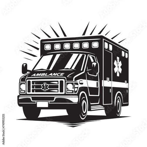 Emergency Response: Vector Ambulance Silhouette - Symbolizing Swift Assistance and Life-Saving Aid in Times of Need. Ambulance illustration, Ambulance Vector.
